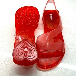MELISSA WOMEN’S RED PINK PARIS SANDAL SIZE 10 ♥️ JELLY SANDALS RUBBER 90s